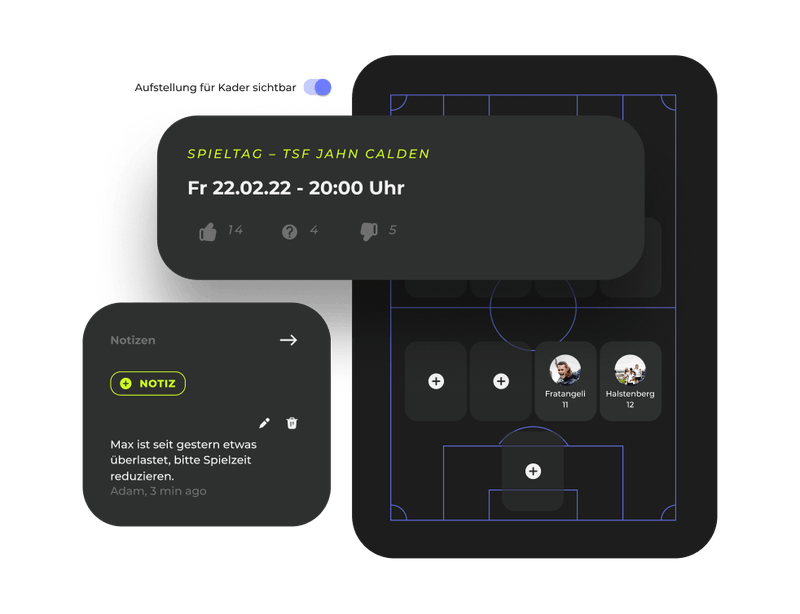 B42 Feature Mannschaftsaufstellung inklusive Spielsysteme