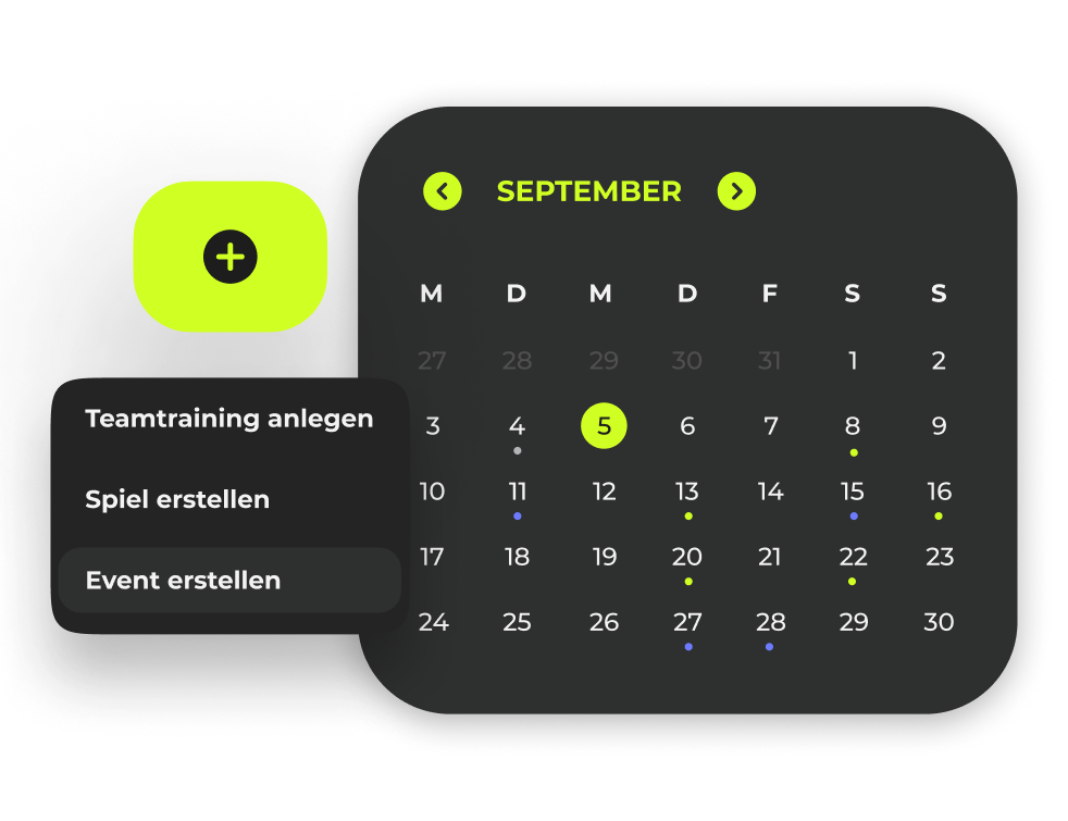B42 feature for creating match and training events